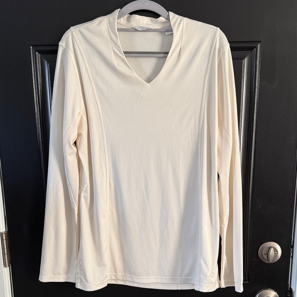 Callaway Cream Long Sleeve V-Neck Top